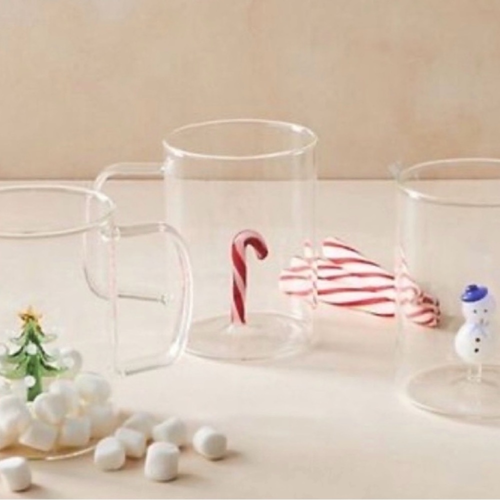 NWT Anthropologie Ralphie Candy Cane Glass Mug